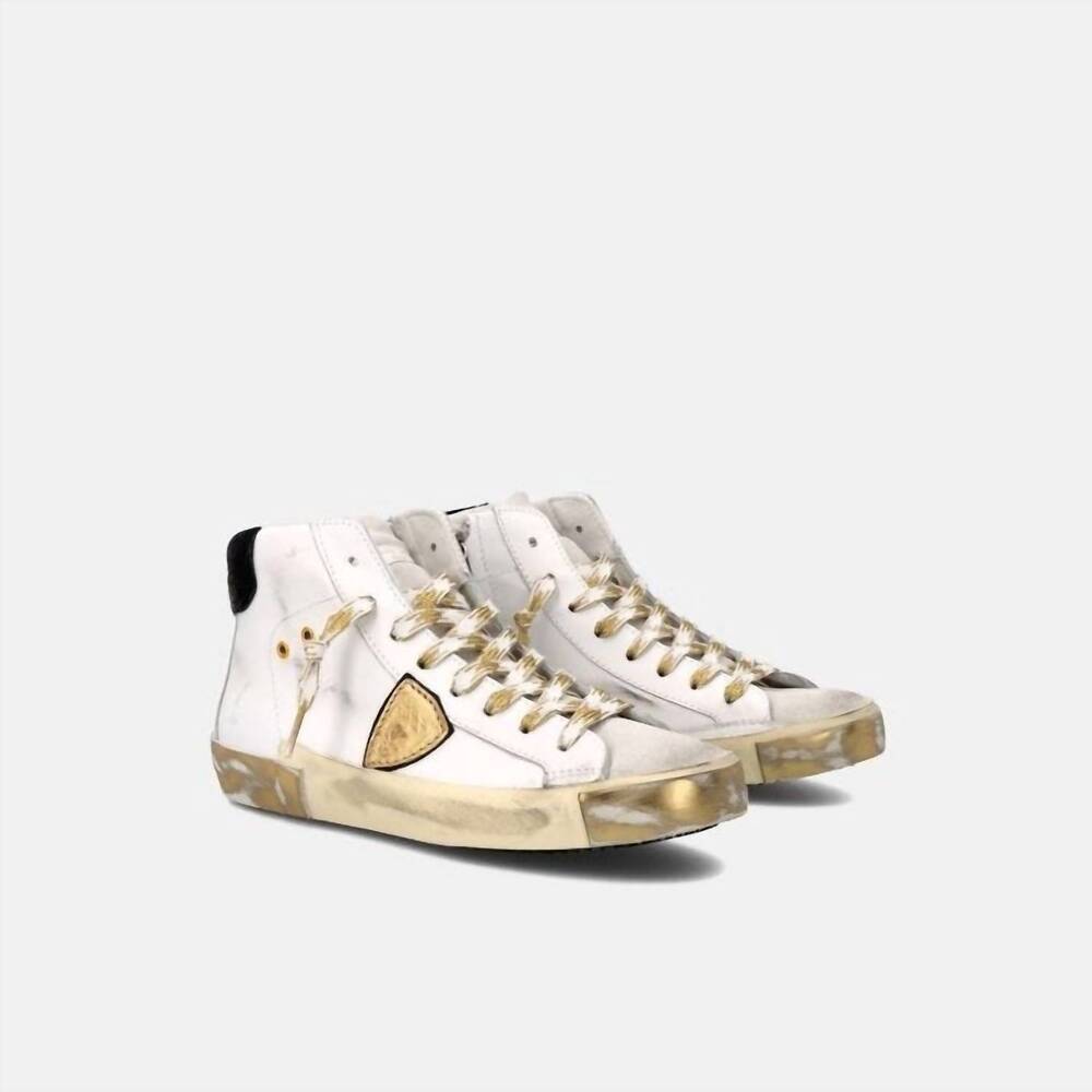 NEW PHILIPPE MODEL women's paris high sneakers in white and gold